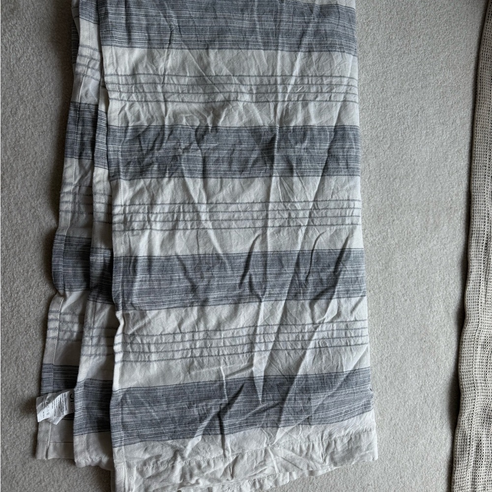 Gray and White Striped Cotton Shower Curtain (short)